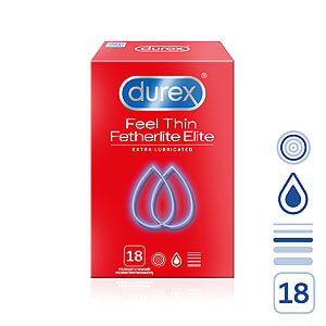 Durex Feel Thin Extra Lubricated (18ks), tenké kondómy