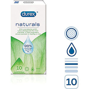 Durex Naturals (10 ks), lubrikované 98% prírodným gélom