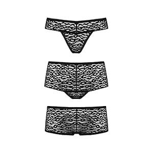 Underneath Lexi Panties Set 3ks (Black), komplet nohavičiek s gepardím vzorom