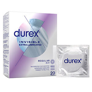 Durex Invisible Extra Lubricated (20 ks), ultra tenké kondómy