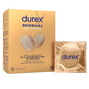 Durex Sensual No Latex (20 ks), kondómy bez latexu pre prirodzený pocit