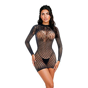 SoftLine Collection Dress Black, čierne čipkované minišaty