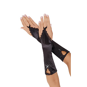 SoftLine Collection Gloves (Black), saténové dlhé rukavice