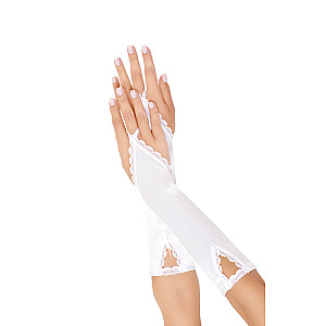 SoftLine Collection Gloves (White), saténové dlhé rukavice