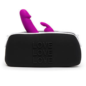 Diskrétne vrecko na erotické pomôcky Happy Rabbit LOVE Storage Zip Bag Medium Black