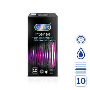 Durex Intense (10ks), dráždivé kondómy s gélom Desirex