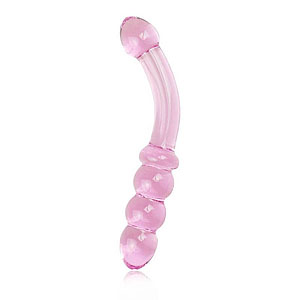 LoveToy Glass Romance ružové sklenené dildo