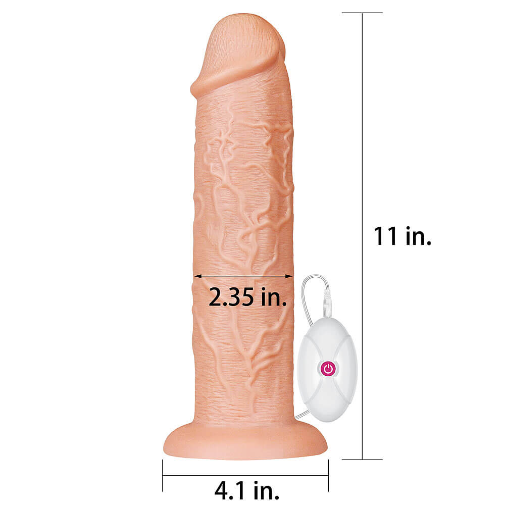 LoveToy Realistic Long Vibrating Dildo 11" (27 cm), vibračné dildo s prísavkou