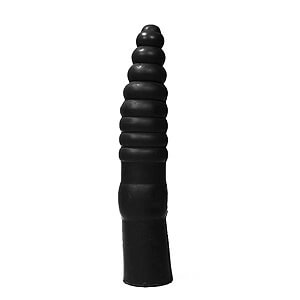 All Black Dildo 34 cm, masívne rebrovaný kolík s priemerom 6,5 cm