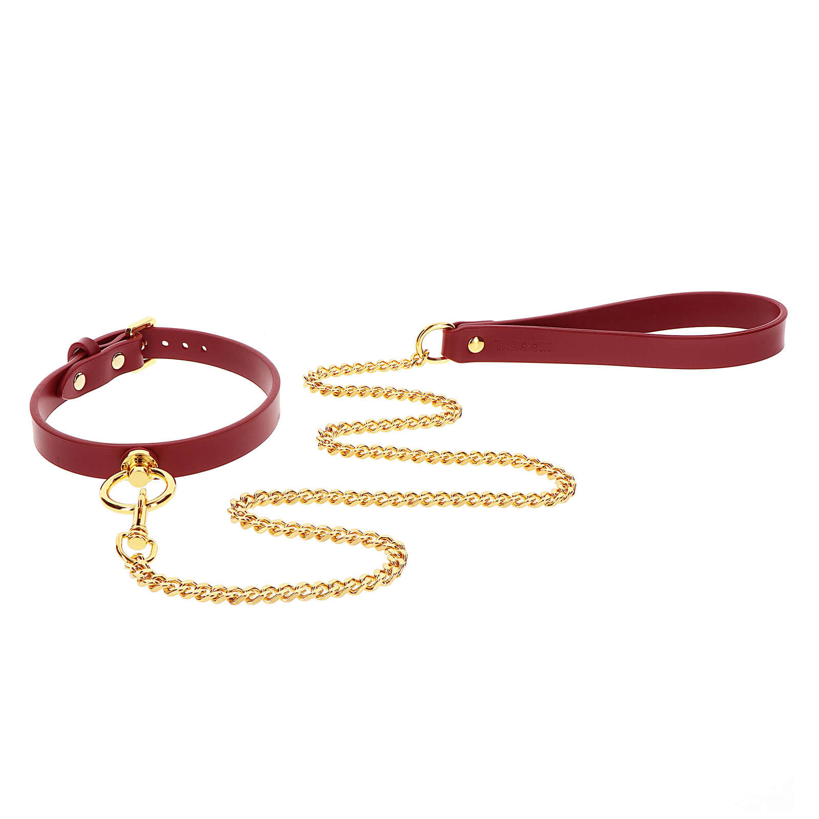 TABOOM Bondage In Luxury O-Ring Collar and Chain Leash (Red)