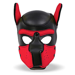 INTOYOU Neoprene Dog Mask (Red / Black), fetish maska pes