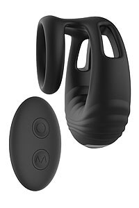 RAMROD Strong Vibe Cockring Remote (Black), vibračný krúžok na penis