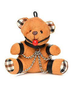 Gagged Teddy Bear Keychain, kľúčenka medvedík masochista
