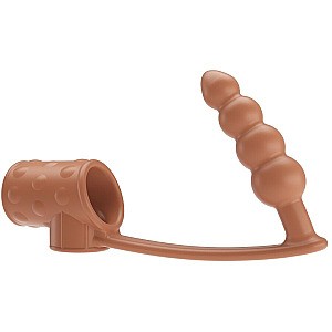Pretty Love Penis Sleeve With Anal Plug (Natural), análny kolík s návlekom na penis