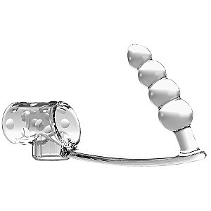 Pretty Love Penis Sleeve With Anal Plug (Transparent), análny kolík s návlekom na penis