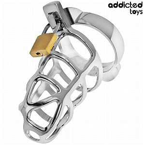 Addicted Toys Locked Silver Lock Metal Penis Cage M, kovová klietka na penis