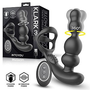 IntoYou Klark Waving And Vibrating Plug With Remote (Black), vibračná análna zátka s krúžkom