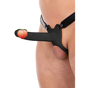 Hidden Desire Hollow Penis Strapon Black (20cm), dutý pripínací penis