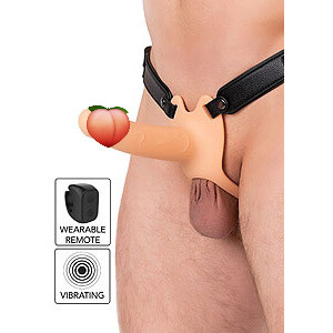 Hidden Desire Hollow Penis Strapon Vibrating Skin (16cm), dutý vibračný pripínací penis