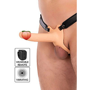 Hidden Desire Hollow Penis Strapon Vibrating Skin (18cm), dutý vibračný pripínací penis