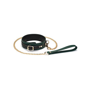 Liebe Seele Mossy Chic Leather Collar With Leash, obojok s vodítkom