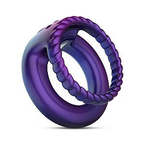 Hueman Jupiter Vibrating Cock And Ball Ring (Purple), dvojitý vibračný krúžok