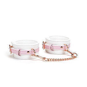 Liebe Seele White & Pink Fairy Leather Hand Cuffs, kožené putá s retiazkou