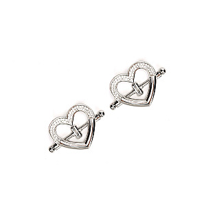 Liebe Seele Heart-Shaped Nipple Clamps with Rhinestones (Silver), trblietavé svorky bradaviek