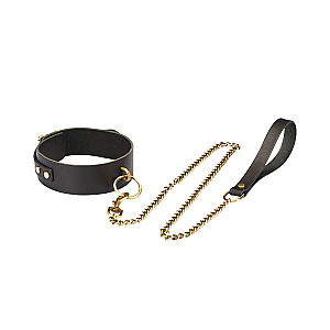 Liebe Seele Samurai Thick Leather Collar with Leash, kožený obojok s vôdzkou