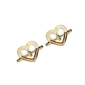 Liebe Seele Heart-Shaped Nipple Clamps with Rhinestones (Gold), trblietavé svorky bradaviek