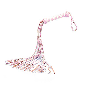 Liebe Seele Fairy Goat Leather Flogger Whip (White & Pink), kožený bičík