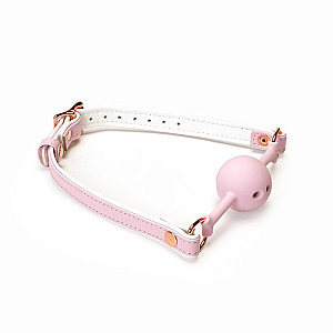 White & Pink Fairy Goat Leather Ball Gag, nastaviteľný dýchací gag