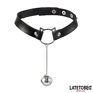 LATETOBED BDSM LINE Choker with Cat Ear Hoop and Bell, hravý obojok so zvončekom