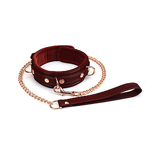 Liebe Seele Metallic Shade Burgundy Vegan Collar with Leash, vegánsky obojok s vôdzkou