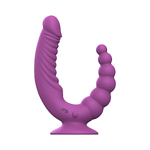 Teazers Double Vibrator with Suction Cup and Remote (Purple), dvojitý vibrátor s ovládaním