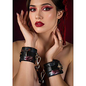 Geisha Floral Jacquard Wrist Cuffs, polstrované putá na zápästie