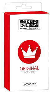 Červené kondómy 12 kusov Secura Original Red 52 mm