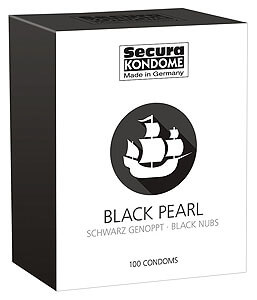 Bodkovaného čierne kondómy 100 kusov Secura Black Pearl 52 mm