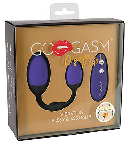GoGasm Vibrating Pussy & Ass Balls Purple, diaľkovo ovládané vibračné guličky 3,7 cm