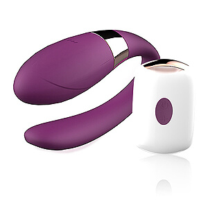 Párový vibrátor V-Vibe Purple na diaľkové ovládanie, USB nabíjací, 7 režimov